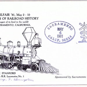 RAILROAD HISTORY, Commemorative Covers from the Sacramento Railroad History Museum, 1981, Lot of 3