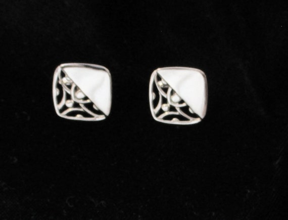 Vintage Silver Cuff Links, Silver Metal Cuff Links - image 2