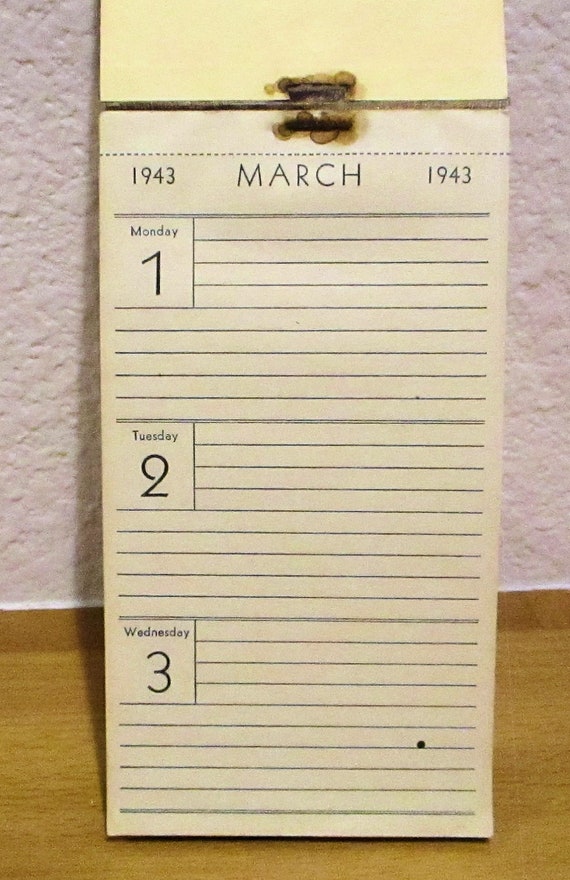 MARCH 1943 POCKET CALENDAR, Original Calendar Not a Reproduction - Etsy march-1943-pocket-calendar-original-calendar-not-a-reproduction-etsy