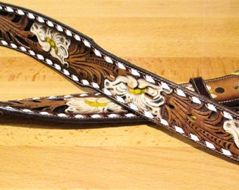 Vintage Tony Lama Tooled Leather Belt - Western Sylvia Name  display picture 3