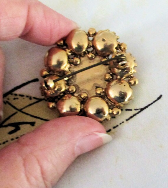 AMBER COLORED Vintage Brooch, Gold Amber Colored … - image 3