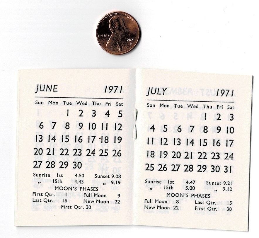 TINY 1971 CALENDAR - Etsy tiny-1971-calendar-etsy