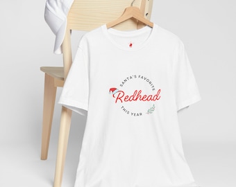 Santa's Favorite Redhead-T-shirt, uniseks jersey met korte mouwen