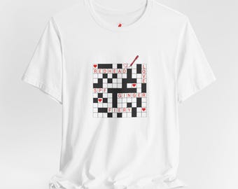 Roodharige kruiswoordpuzzel T-shirt met korte mouwen