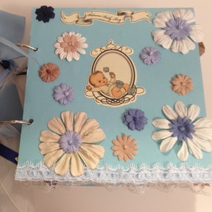 Baby Boy Scrapbook Album, 22 Pages Vintage Style image 1