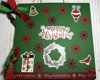 Christmas Scrapbook Album 8x8 Junk Journal 12 Pages