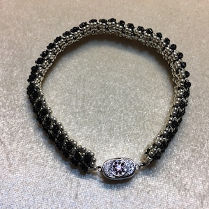 8” Silver and jet Wimbledon bracelet
