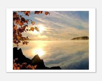 Golden Mist on Lake Saimaa | Finnish Autumn Landscape Print | Nordic Nature Wall Art | Scandinavian Decor | Fine Art Photography