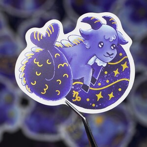 Capricorne - zodiaque - signe astrologique - autocollant mignon - holographique mat - vinyle imperméable - résistant aux UV - 3 pouces