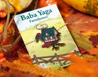 Baba Yaga - Cottage Bauernhaus - Emaille Pin - 3,5 Zoll - Hard Emaille