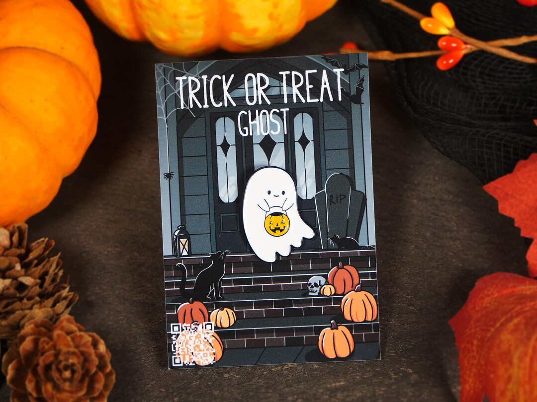 Trick or Treat Ghost - Enamel Pin - 1 Inch - Soft Enamel - Etsy