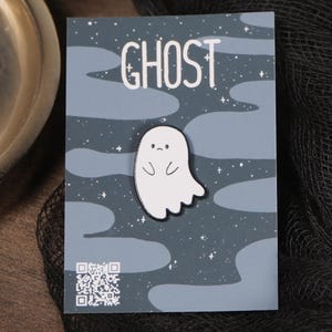 Cute Sad Ghost - Enamel Pin - 1 Inch - Soft Enamel