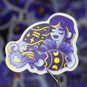 Verseau - zodiaque - signe astrologique - autocollant mignon - holographique mat - vinyle imperméable - résistant aux UV - 3 pouces