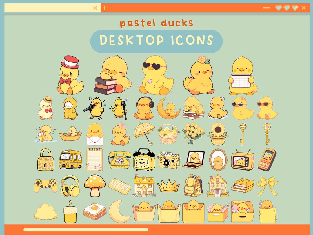 Window Duck Folder Pastel Ducks Desktop Icons Cute Desktop Organizer Icon Set Folders ...
