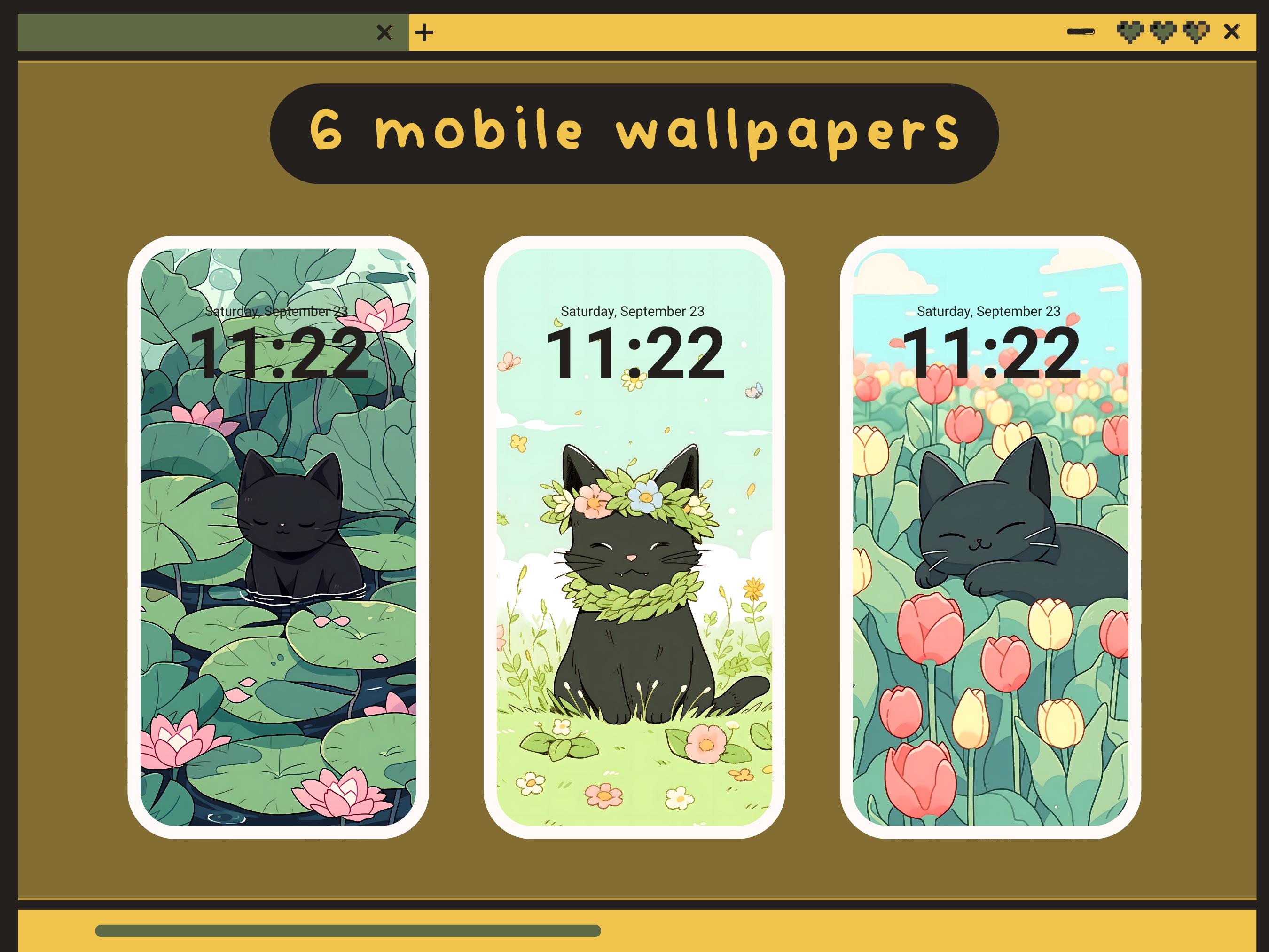 Black Cat Wallpapers Kawaii Aesthetic Plant Wallpapers Lofi Cozy Cats ...