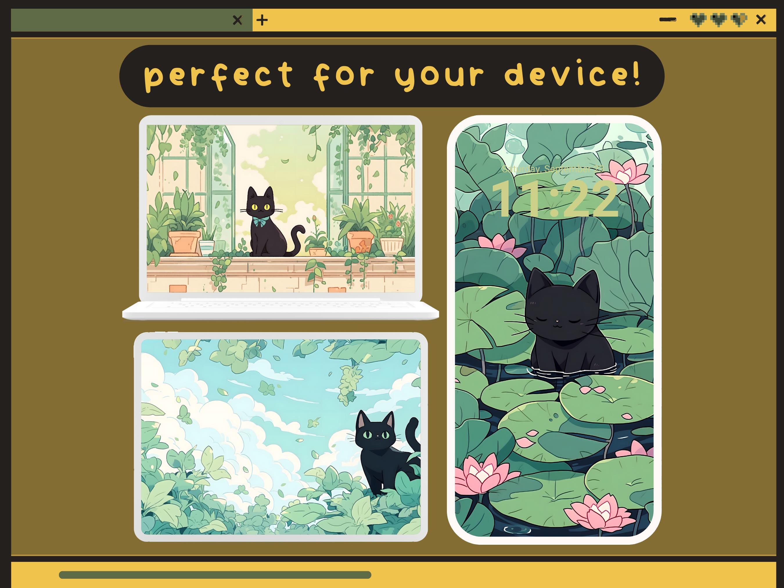 Black Cat Wallpapers Kawaii Aesthetic Plant Wallpapers Lofi Cozy Cats ...