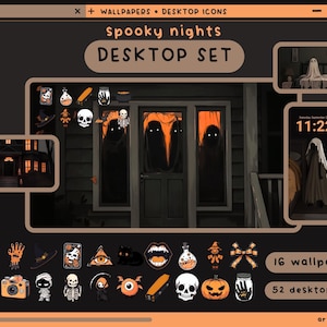 Spooky Nights Desktop Set Wallpapers Icons Folders Dark Desktop ...
