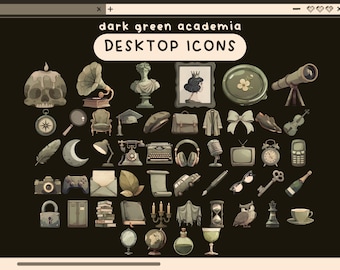dark green academia desktop icons goth desktop organizer icon set academia folder icon windows mac icons aesthetic goth desktop folders pack