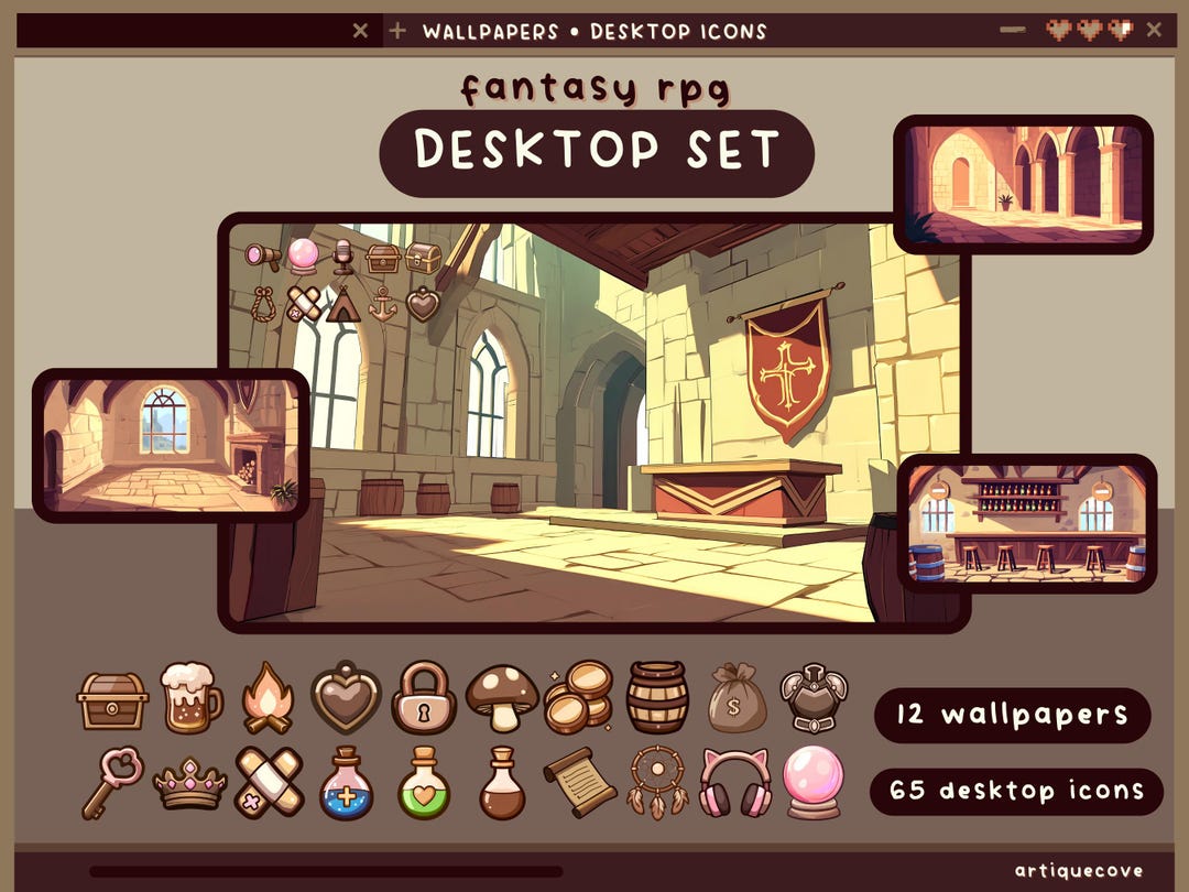 Fantasy Rpg Adventure Desktop Set Wallpapers Icons Folder Pastel Cute ...