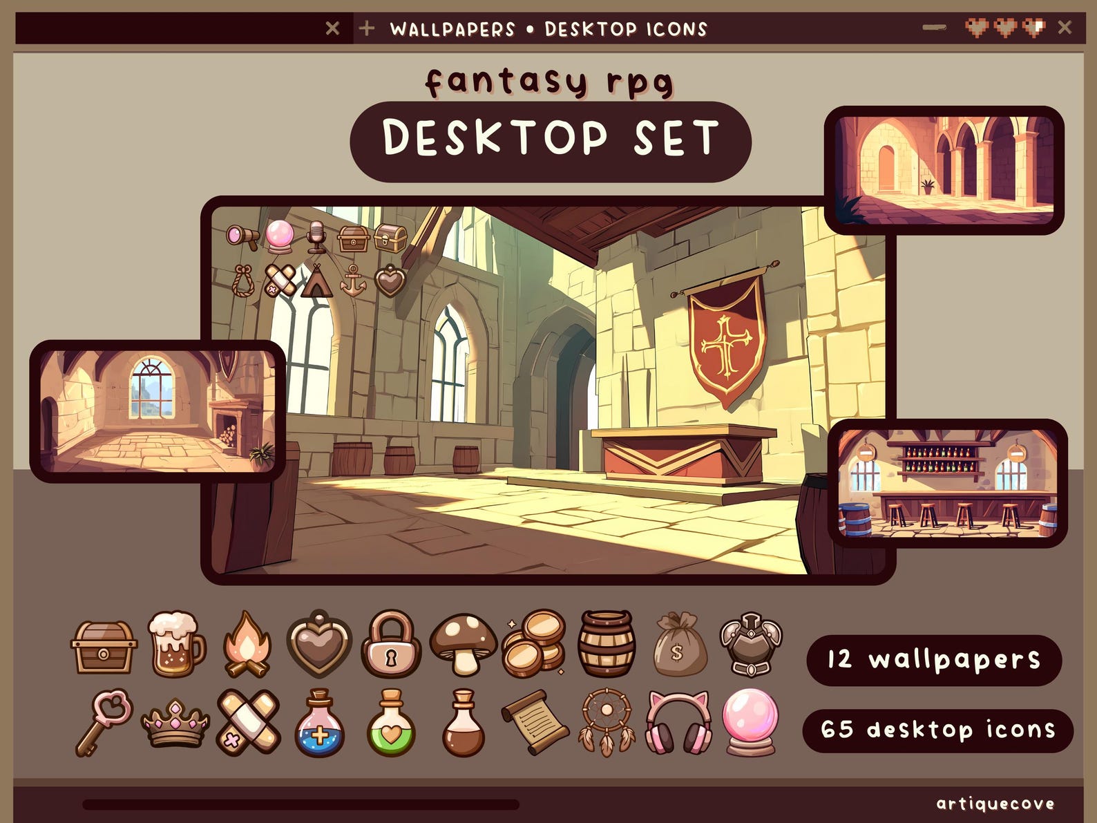 Fantasy Rpg Adventure Desktop Set Wallpapers Icons Folder Pastel Cute ...