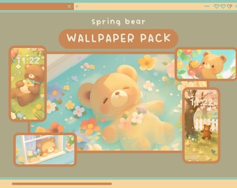 spring bear wallpaper cozy aesthetic wallpapers kawaii desktop wallpaper bears desktop background pastel wallpapers flower spring wallpapers