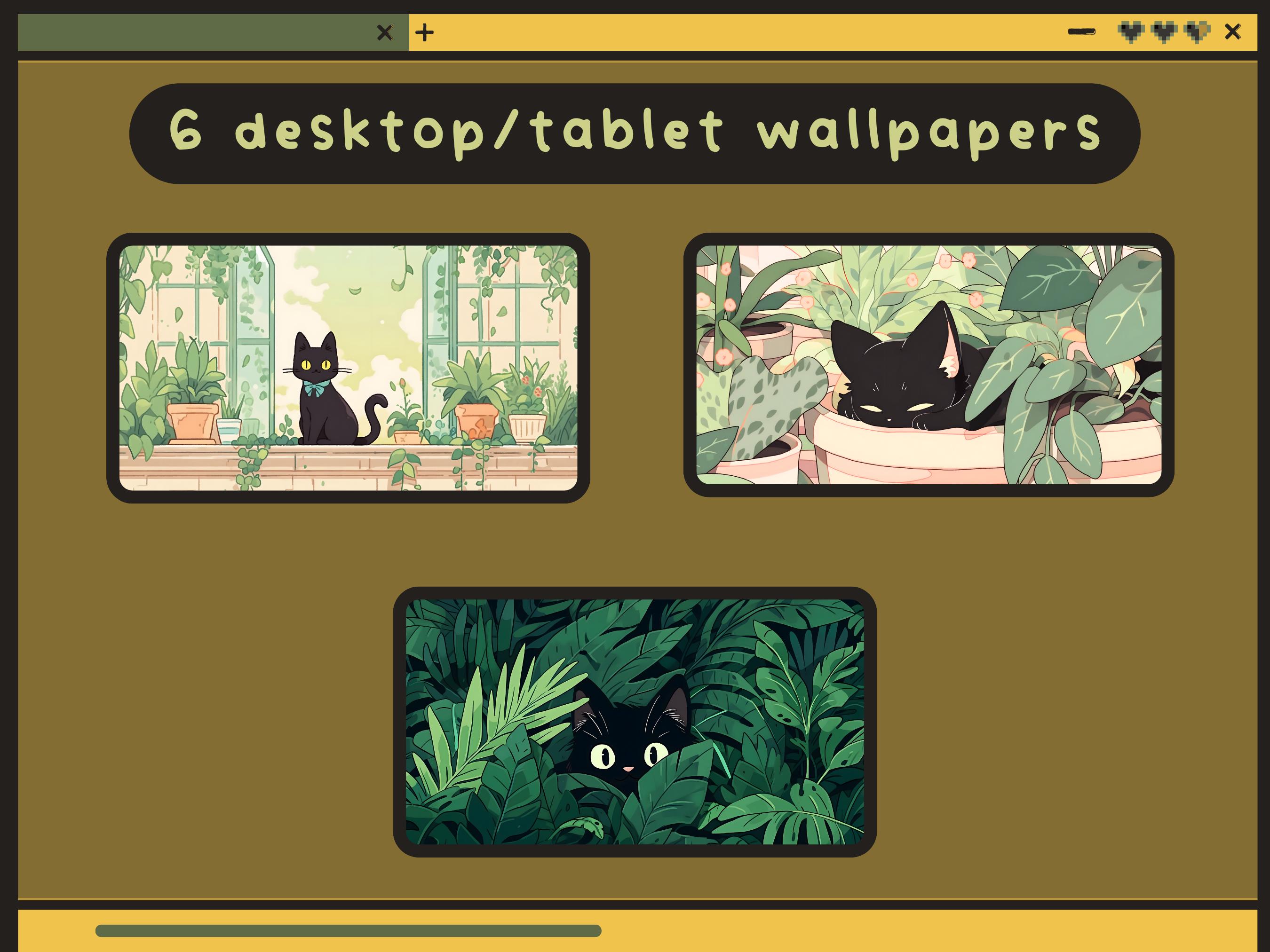 Black Cat Wallpapers Kawaii Aesthetic Plant Wallpapers Lofi Cozy Cats ...