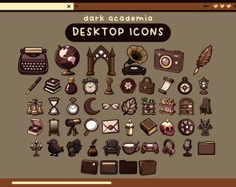 dark academia desktop icons goth desktop organizer icon set academia folder icon windows mac icons aesthetic goth dark desktop folders pack