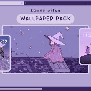 kawaii witch wallpaper purple aesthetic wallpapers kawaii desktop wallpaper witchy desktop background dark wallpapers lofi witchy pastel set