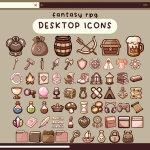 fantasy rpg adventure desktop icons kawaii desktop organizer icons set anime folder icon windows mac icons aesthetic pastel desktop folders