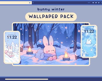bunny winter wallpapers kawaii aesthetic winter wallpapers lofi cozy bunnies wallpaper cute bunny desktop background wallpapers laptop phone
