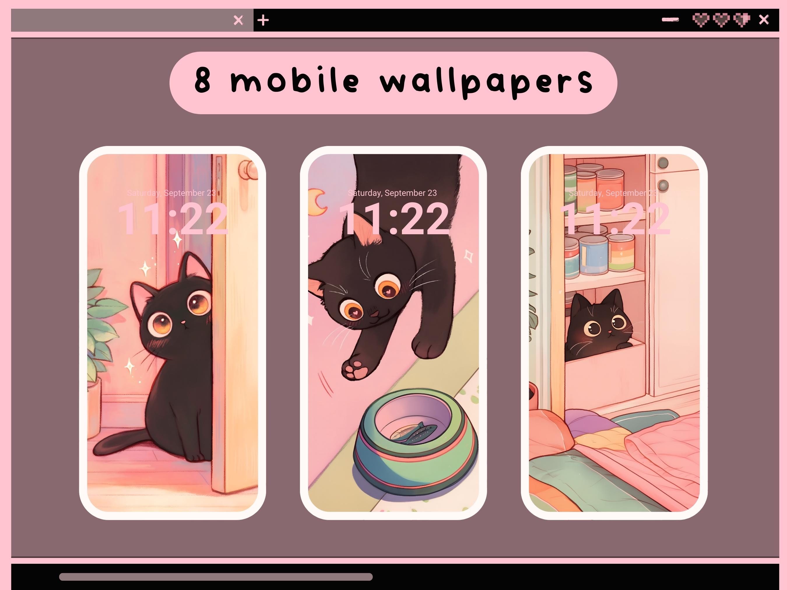 Cozy Cats Desktop Set Wallpapers Icons Folders Pink Cute Desktop ...