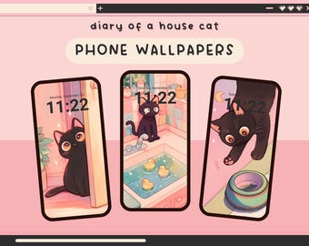 cozy cats phone wallpapers pink cute cats kawaii black cat mobile background pink wallpaper theme aesthetic background phone theme cute cats