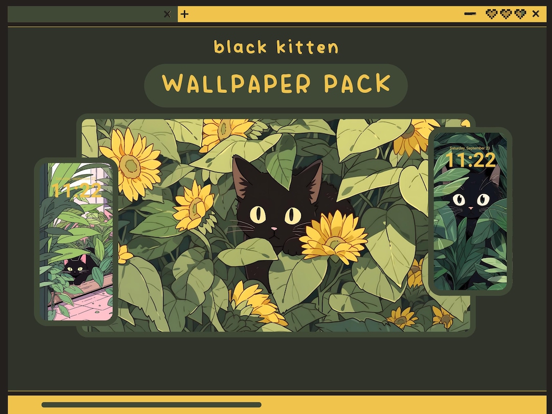 Black Cat Wallpapers Kawaii Aesthetic Plant Wallpapers Lofi Cozy Cats ...