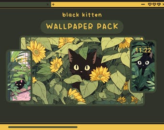 black cat wallpapers kawaii aesthetic plant wallpapers lofi cozy cats wallpaper cute cat desktop background kitten wallpapers laptop phone