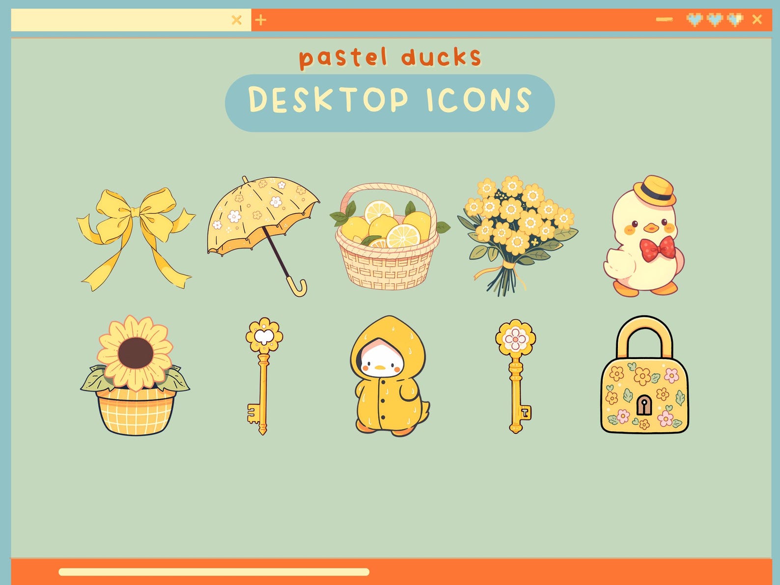 Window Duck Folder Pastel Ducks Desktop Icons Cute Desktop Organizer Icon Set Folders ...