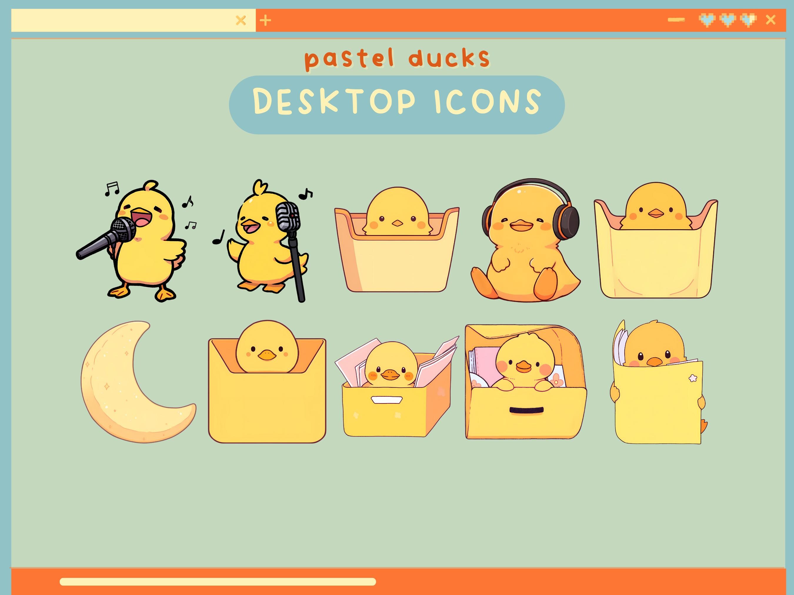 Window Duck Folder Pastel Ducks Desktop Icons Cute Desktop Organizer Icon Set Folders ...