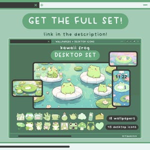 Kawaii Frog Desktop Set Wallpapers Icons Folders Froggy Desktop ...