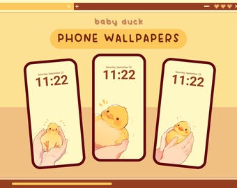 Baby Enten Handy-Tapeten Gelb kawaii Tapeten ästhetische niedliche Tapeten Pastell iphone android Tapeten gemütliches niedliches Entlein