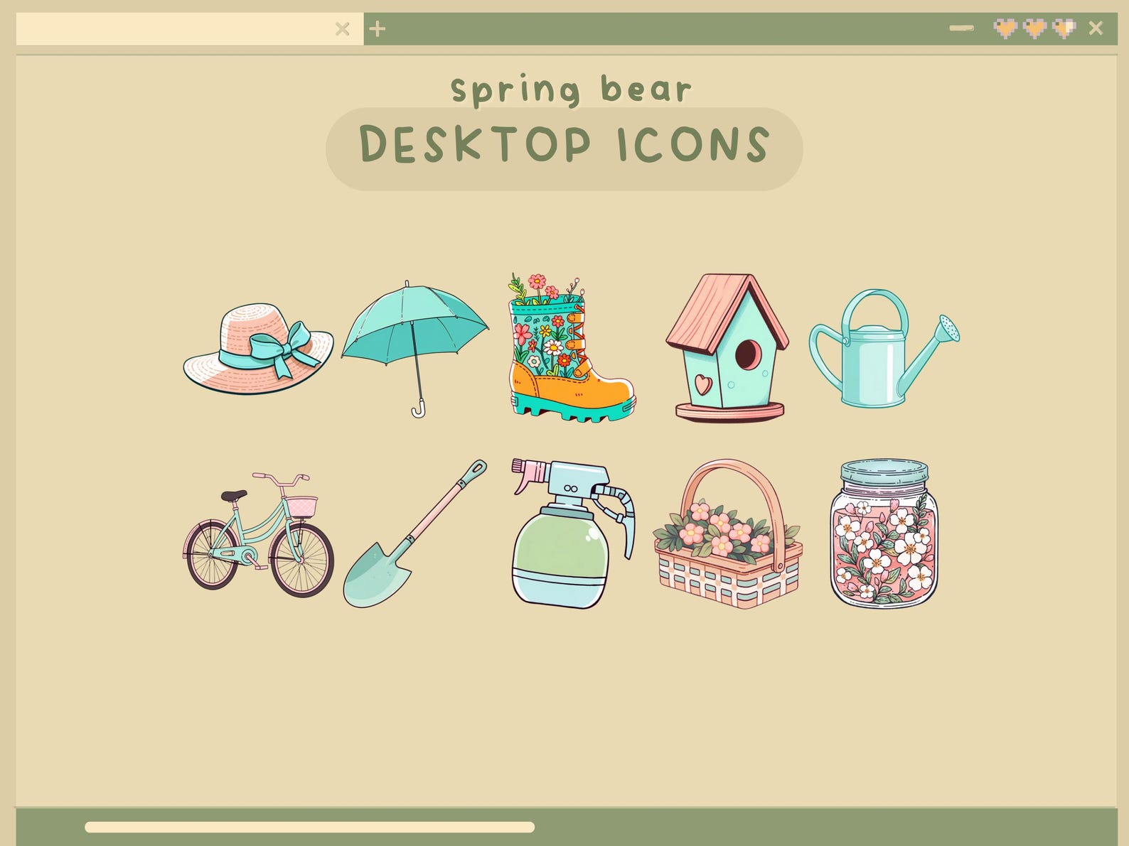 Spring Bear Desktop Icons Kawaii Desktop Organizer Icon Set Flower ...