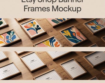 Etsy Banner Frame Mockup Photoshop Template for Etsy Shop Banner with Wood Frames