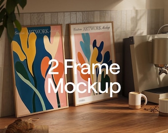 2 Frames Mockup in Kitchen Vertical DIN A Mock up