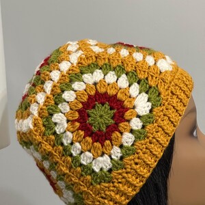 granny square hat winter beanie Croshet hat multicolor hat