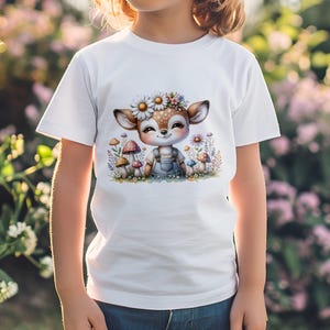 Adorable Deer Girl Sublimation Design - Kids T-shirt Clipart PNG