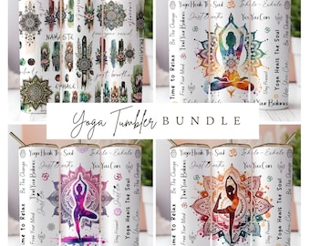 Yoga Affirmations Tumbler Wrap Bundle: Mandala PNG Designs (Digital Download)