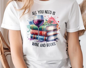 Wine and Books T-shirt Design: Bookworm Sublimation PNG (Digital Download)