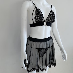 Wedding Day Lingerie, Bride Lacy Lingerie, Silky Bridal Nightgown, Sheer Honeymoon Lingerie,bridal lingerie set, wedding lingerie