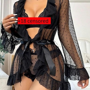 Wedding Day Lingerie, Bride Lacy Lingerie, Silky Bridal Nightgown, Sheer Honeymoon Lingerie,bridal lingerie set, wedding lingerie