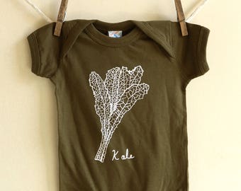 Kale Baby Onesie, Infant bodysuit, Babies & Kids, Baby Shower Gift, Eat Kale, Baby gift, eco friendly, Vegetables, Screen Printed