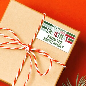 Christmas Gift Labels - Wishing you a Very Merry Christmas Stickers - Personalized Rectangle Christmas Sticker Labels - Sheet of 18