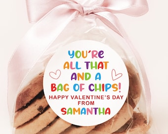 Potato Chips Valentine - You're all that and a bag of chips Stickers - Happy Valentine's Day Personalized Stickers -